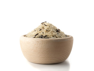 Raw Dry Black Wild Rice and Parboiled White Rice Isolated