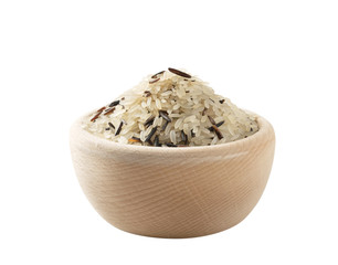 Raw Dry Black Wild Rice and Parboiled White Rice Isolated