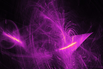 Abstract Patterns On Dark Background With Purple Lines Curves Particles