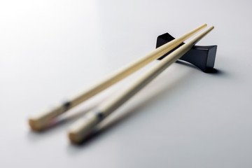 Rice chopsticks decorated on a white background
