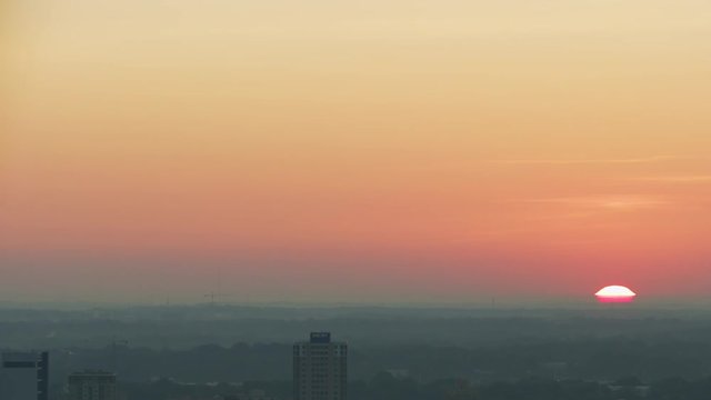 Aerial dawn sunrise Mid downtown business district Atlanta