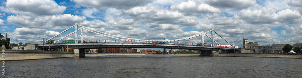 Wall mural panoramic view of the krymsky bridge in moscow, russia