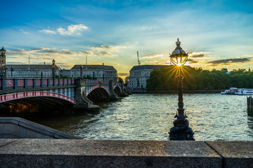 Cityscape from the River Thames in London, UK.