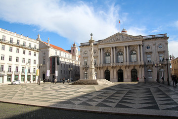 Fototapeta na wymiar City Hall of Lisbon at the sunrise, Portugal