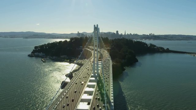 Aerial view Oakland bay bridge San Francisco America