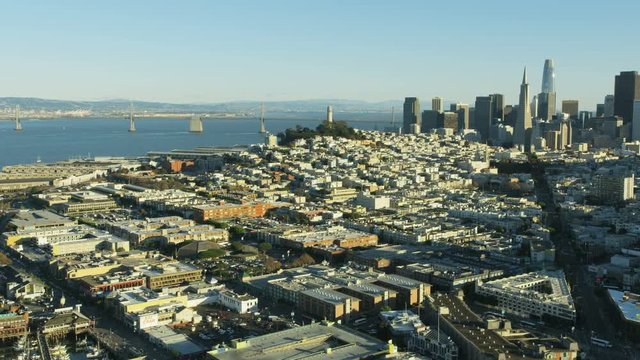 Aerial view Telegraph Hill Embarcadero San Francisco