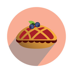 Strawberry cake on white background icon flat