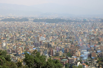 Panoramic View to the dusty Kathmandu, Capital of Nepal