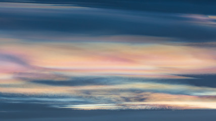 Nacreous (mother of pearl) or polar stratospheric clouds, Northern Iceland 