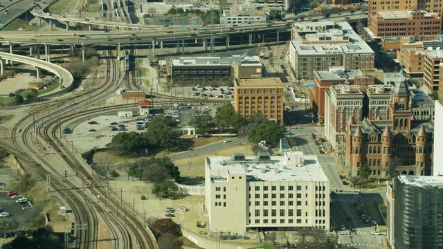 Aerial Dealey Plaza where JFK was assassinated Dallas
