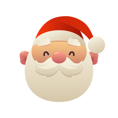 Cute cartoon Santa Claus head on white background