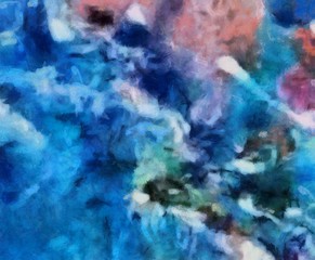 Abstract grunge background. Dirty style pattern. Simple painting art template with large textured brush strokes. Colorful pretty texture drawing by hand. Digital indigo wallpaper. Vintage backdrop. 