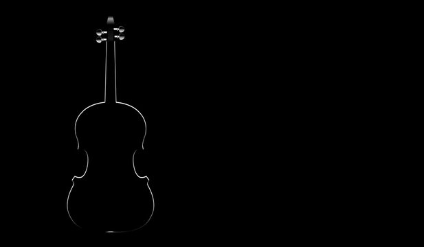 white silhouette of a violin on a black background