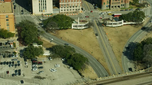 Aerial Dealey Plaza where JFK was assassinated Dallas