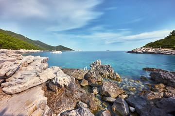 Sea and rocks. Mljet National Park, Croatia.