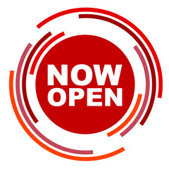 red vector banner now open
