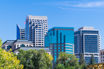 View of the skyscrapers in downtown Sacramento, California - obrazy, fototapety, plakaty