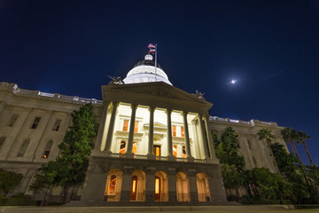 California State Capitol building, Sacramento, California; night view