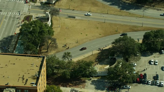 Aerial Dealey Plaza where JFK was assassinated Dallas
