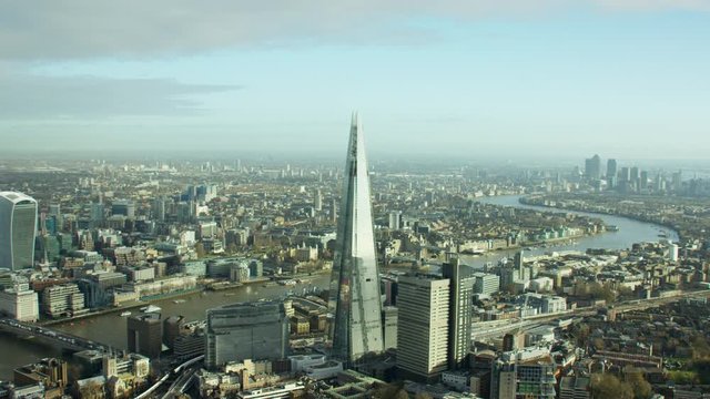Aerial view of The Shard Tower London Cityscape UK