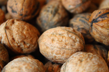 Walnuts. Close-up. Background. Texture.