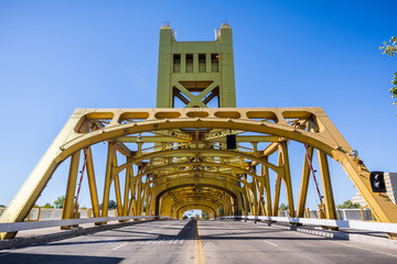 The historic Tower Bridge in the old part of the city, Sacramento, California