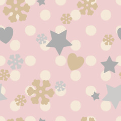 Cute christmas texture. Seamless pattern in pastel colors. Stars and gifts. Two seamless textures inside. Vector. Eps10.
