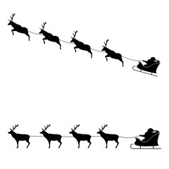 Santa sleigh icon, logo on white background