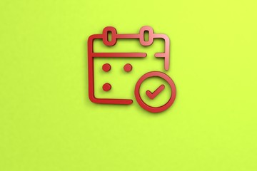 red Appointment 3D illustration and green background