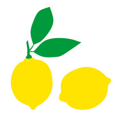 Vector illustration of lemon. Citrus. Isolated lemon with leaves.
