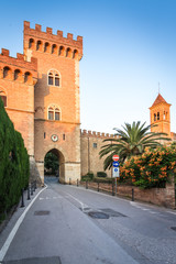 Fototapeta na wymiar castle with tower and city gate of Bolgheri