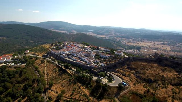 Drone in Marvao, village of Portugal.4k Video