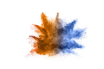abstract powder splatted background. Colorful powder explosion on white background. Colored cloud....