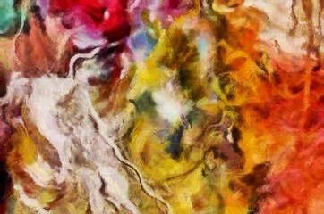 Impression color mix abstract texture art. Artistic bright background. Oil painting artwork. Modern style graphic wallpaper. Large strokes of paint. Colorful pattern for design work or wallpaper.