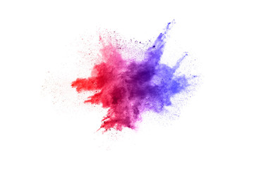 abstract powder splatted background. Colorful powder explosion on white background. Colored cloud. Colorful dust explode. Paint Holi.