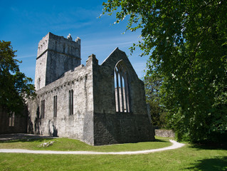 Fototapeta na wymiar Die Rückseite von der Muckross Abbey in Irland