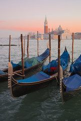 Moored Gondolas in Venice