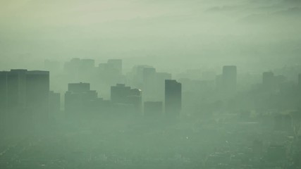Aerial view Los Angeles environmental heat haze pollution