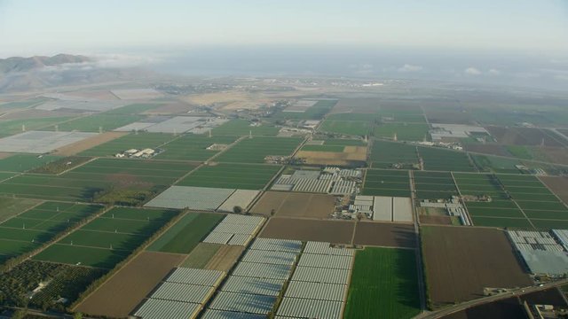 Aerial view Oxnard farming agricultural fields California America