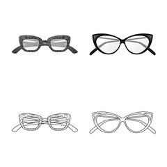 Vector illustration of glasses and frame sign. Set of glasses and accessory stock symbol for web.