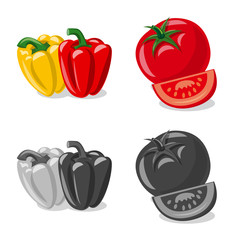 Vector design of vegetable and fruit logo. Set of vegetable and vegetarian stock vector illustration.