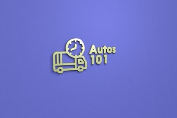 3D illustration of Autos 101, green color and green text with blue background.