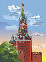 Vector colorful hand drawing Moscow-9