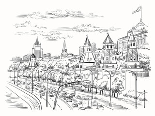 Vector hand drawing Moscow-2