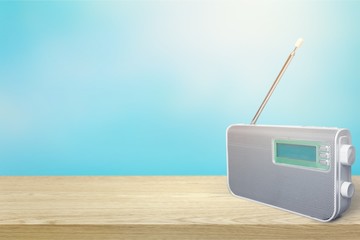 Old retro radio  on background