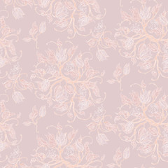 Fototapeta na wymiar Cream seamless vintage floral pattern