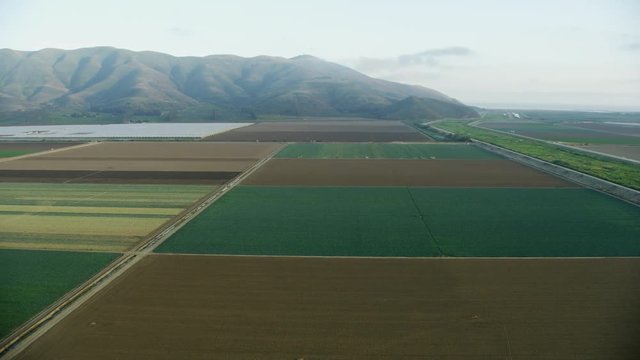 Aerial coastal view of crop fields Oxnard USA