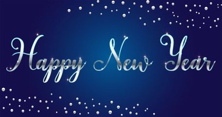 silver Bright Happy New Year brush lettering text