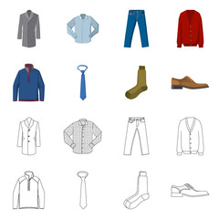 Isolated object of man and clothing symbol. Collection of man and wear stock symbol for web.