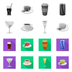 Vector design of drink and bar symbol. Collection of drink and party vector icon for stock.